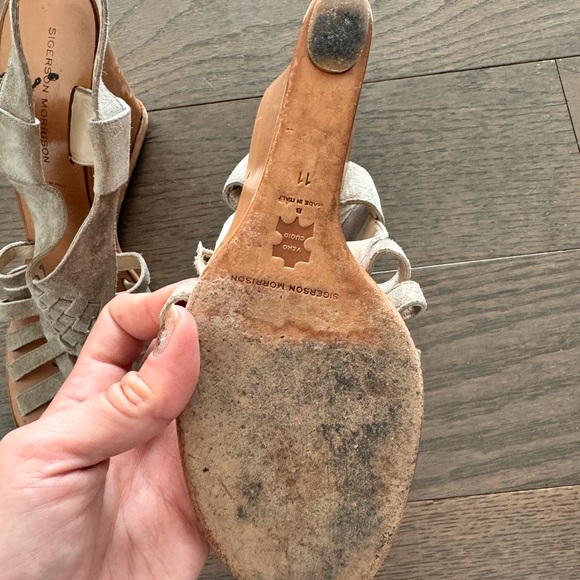 Sigerson morrison wedge sandals in suede and leather - Picture 5 of 7